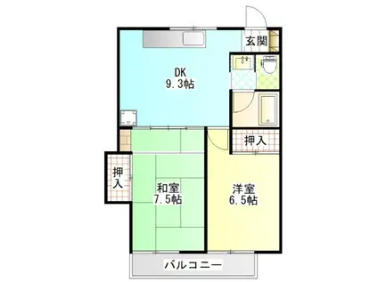 ローズガーデンA(2DK/2階)の間取り写真