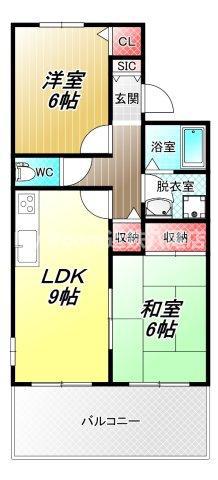 メゾンモチの木(2LDK/1階)の間取り写真
