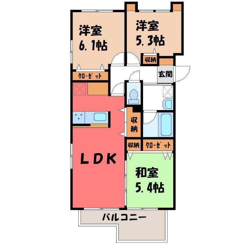 花水木の里B棟(2SLDK/2階)の間取り写真