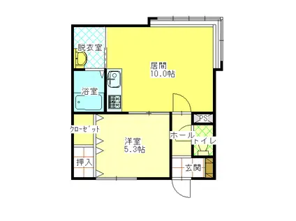 中出コーポ(1LDK/1階)の間取り写真