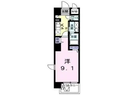 ローズエスペランサ(1K/3階)の間取り写真