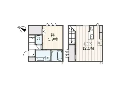 南荻窪4丁目メゾネット(1LDK/1階)の間取り写真