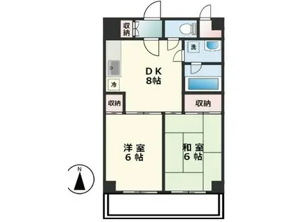 ハイツ・オーエド(2DK/8階)の間取り写真