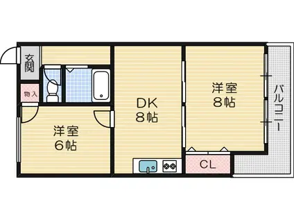グランベガ緑地公園(2LDK/4階)の間取り写真