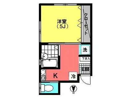 メゾン昭栄(1K/2階)の間取り写真