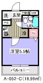 ローズガーデンA52番館(1K/1階)の間取り写真