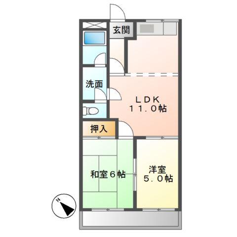 イーストバレー(2LDK/1階)の間取り写真