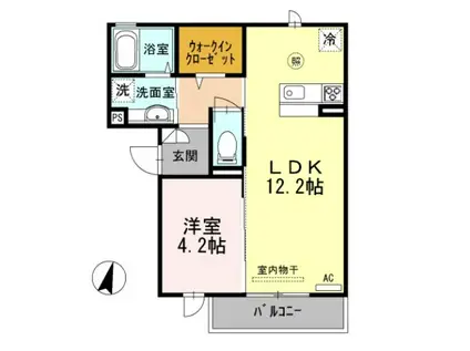 サニーハイツ青山B棟(1LDK/3階)の間取り写真