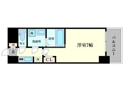 S-RESIDENCE難波大国町TRES(1K/9階)の間取り写真