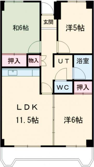 コーポ菱苑(3LDK/3階)の間取り写真