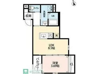 リュクスシティー黄金(1LDK/1階)の間取り写真