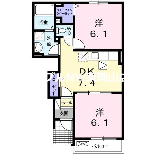 カルムA棟(2DK/1階)の間取り写真