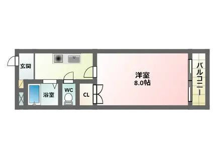 プレナム北田辺(1K/2階)の間取り写真