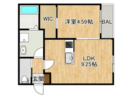 BRAVE BASE 本庄(1LDK/1階)の間取り写真