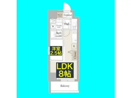 ルネフラッツ黒川II(1LDK/9階)の間取り写真