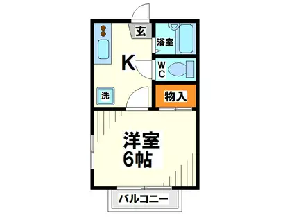 サンライズヒル(1K/1階)の間取り写真