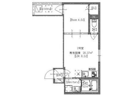 GRAND BEAR(1LDK/2階)の間取り写真