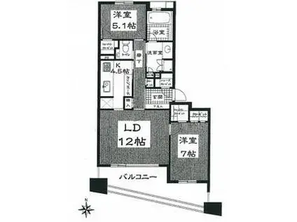 セントラルガーデン・レジデンスII D棟(2LDK/2階)の間取り写真