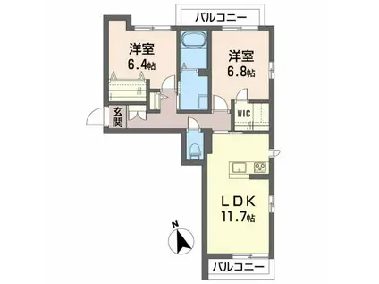 仙台空港鉄道 美田園駅 徒歩8分 3階建 築12年(2LDK/3階)の間取り写真