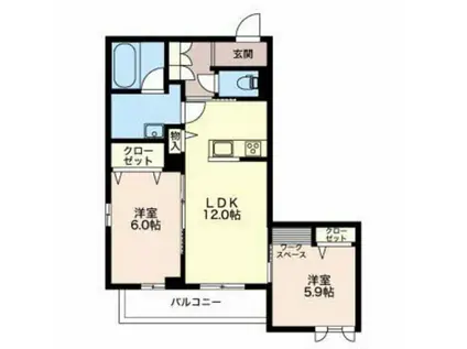 シャーメゾンエム(2LDK/1階)の間取り写真