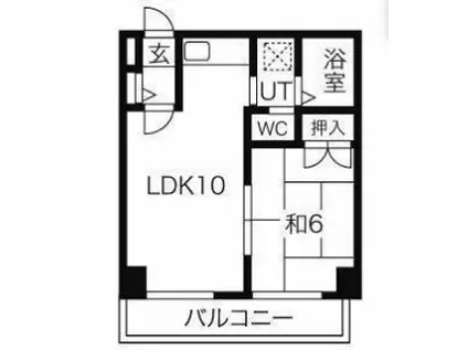 ハイツ空蝉(1LDK/2階)の間取り写真