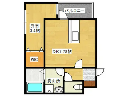 ESPERANZA江波(1DK/2階)の間取り写真