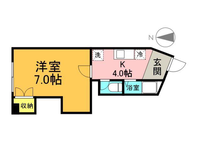 岩見ビル(1K/3階)の間取り写真