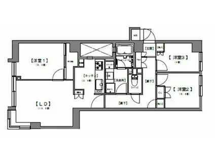 インプルーブ西早稲田(3LDK/B1階)の間取り写真