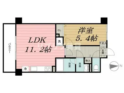 ウィルテラス千葉中央(1LDK/15階)の間取り写真