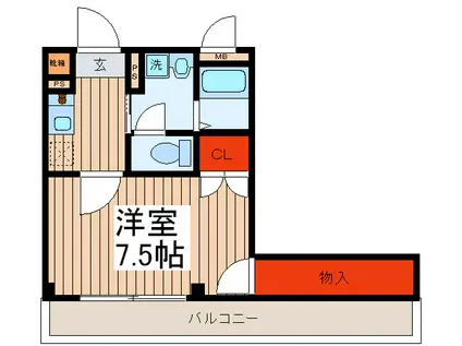 アンプルールフェール本川越(1K/4階)の間取り写真