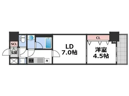 スプランディッド上本町ウエストII(2K/8階)の間取り写真