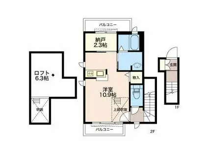 オーチャードリゾート(ワンルーム/2階)の間取り写真