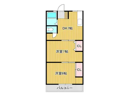 イータウン那賀川I・II(2DK/2階)の間取り写真