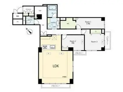 アルカサル目黒花房山(3LDK/4階)の間取り写真