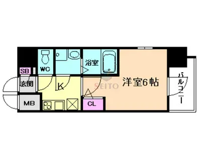 エスリード大阪梅田リュクス(1K/6階)の間取り写真
