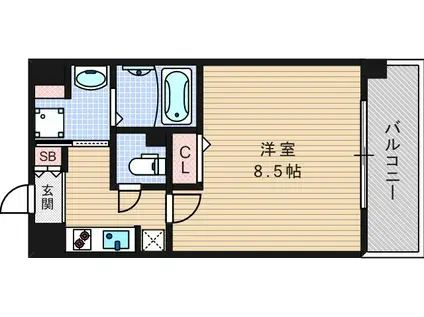 プロシード本町西セレーノ(1K/4階)の間取り写真