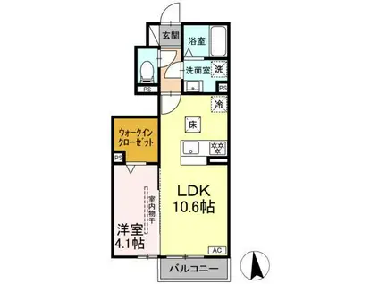 ＪＲ東海道本線 天竜川駅 徒歩21分 2階建 築1年(1LDK/1階)の間取り写真
