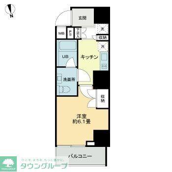VIOR文京関口(1K/2階)の間取り写真