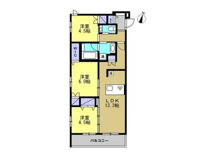 グランヴィラ川崎(3LDK/4階)の間取り写真