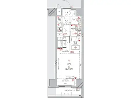 ディアレイシャス港区海岸(1K/7階)の間取り写真