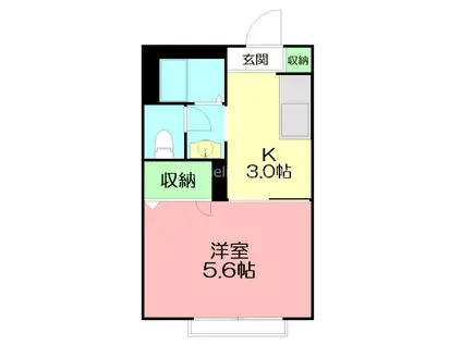 B・シャンブル(1K/1階)の間取り写真