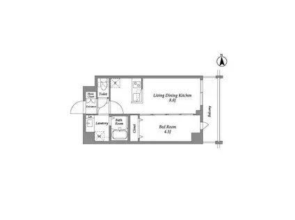 ザ・グラヴィティ新宿(1LDK/4階)の間取り写真