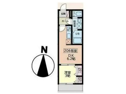 J RESIDENCE OTEMACHI(1DK/2階)の間取り写真