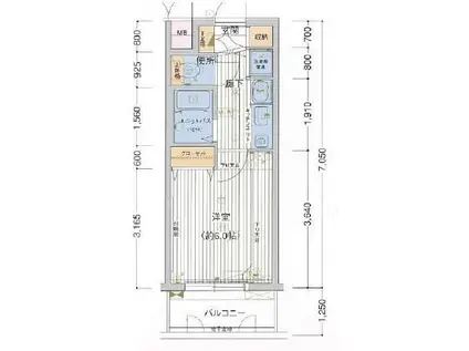 プレサンス鶴舞駅前ブリリアント(1K/10階)の間取り写真