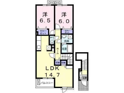 ホワイトフェリーチェ(2LDK/2階)の間取り写真