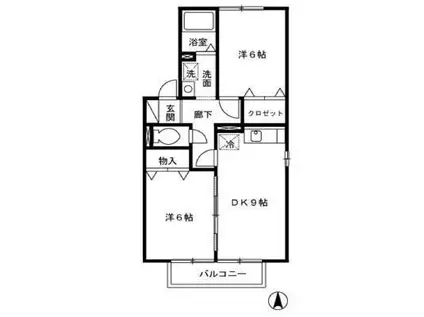 リビングタウン安積(2DK/2階)の間取り写真
