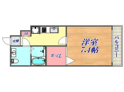 ディナスティ神戸元町通(1K/9階)の間取り写真