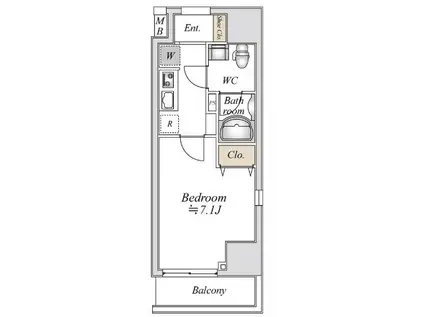 BANDOUBASHI RENTAL APARTMENT(1K/8階)の間取り写真