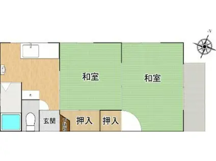 コーポ赤城(2DK/2階)の間取り写真