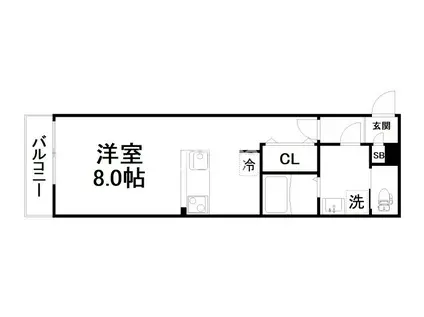 アンシェンヌ紫竹(1K/3階)の間取り写真